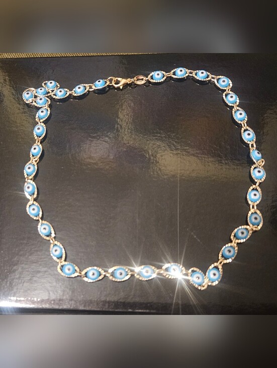 Marlyn Schiff Jewelry - Blue Evil Eye Chain Necklace - Women Jewelry. New